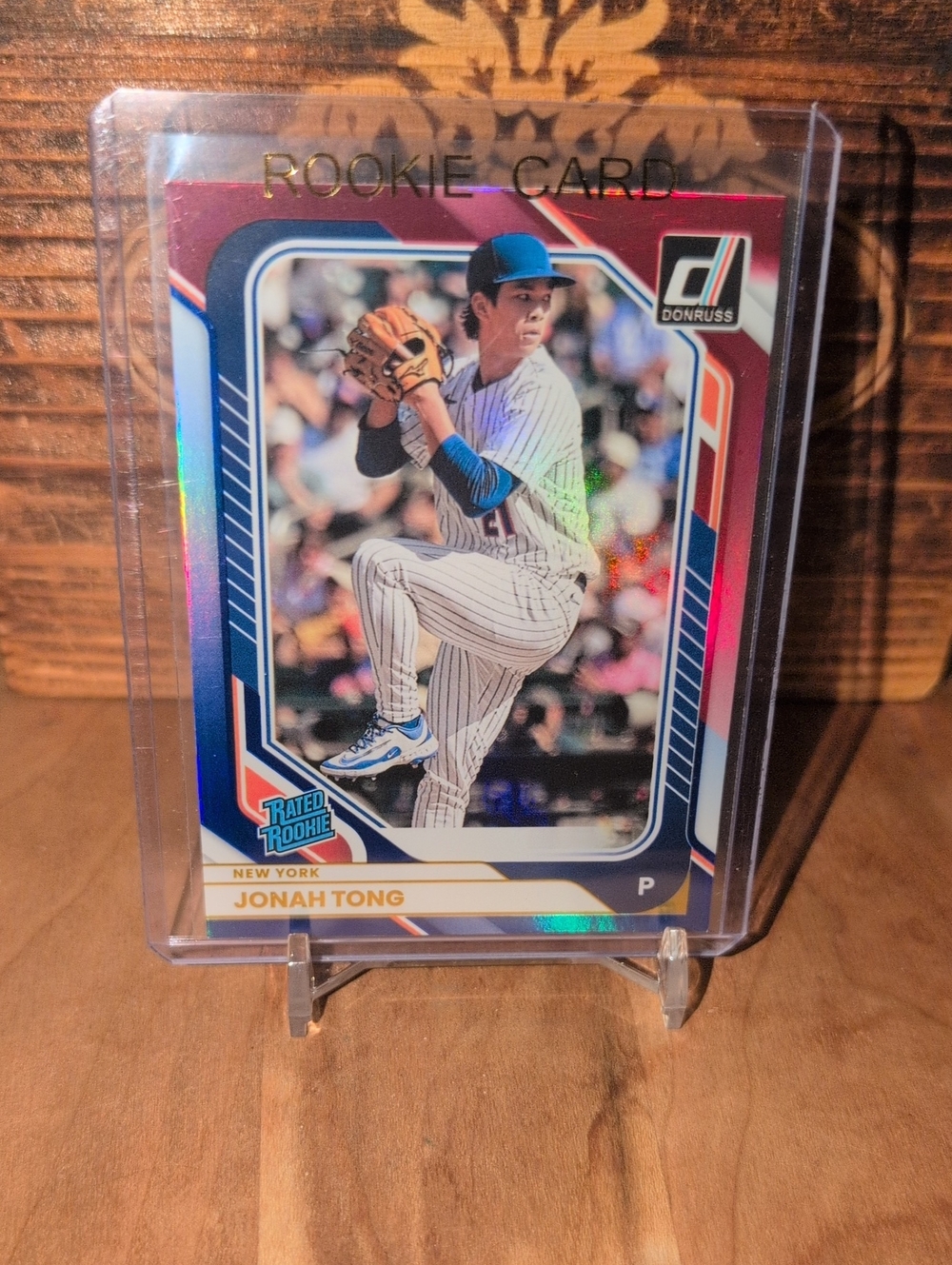 2026 Donruss Jonah Tong Rated Rookie Card Red White Blue Mets